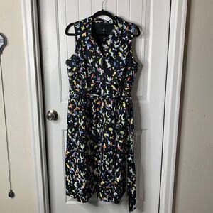 Jason Wu Abstract Print Sleeveless Belted midi‎ Dress Colorful Summer size large